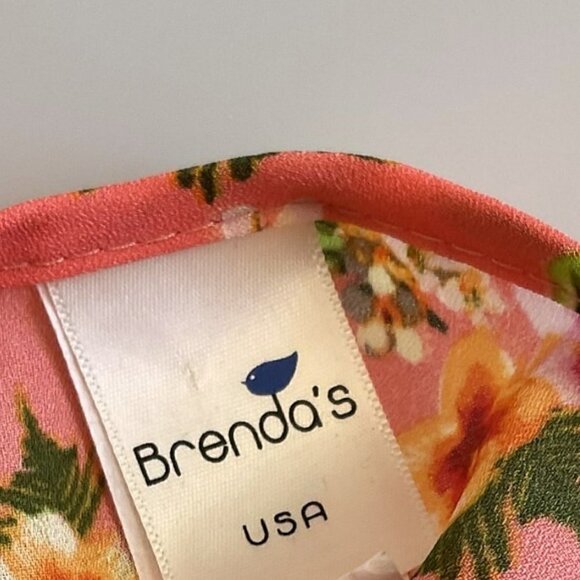 BRENDA’S USA CORAL FLORAL SLEEVLESS BLOUSE TANK - Picture 7 of 10